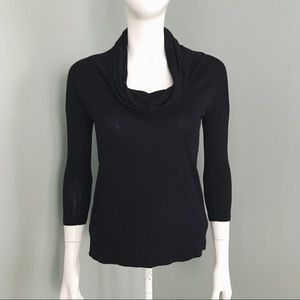 Draped Cowl Neck Top in Black | Size XS